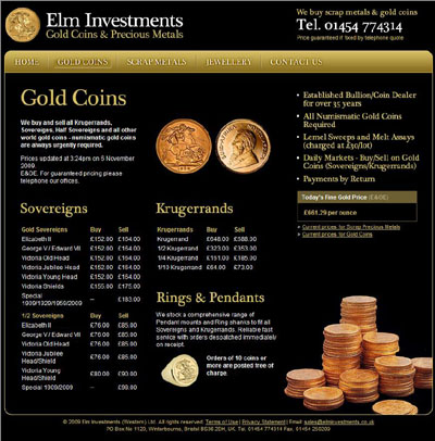 Elm Investments Gold Coins Page